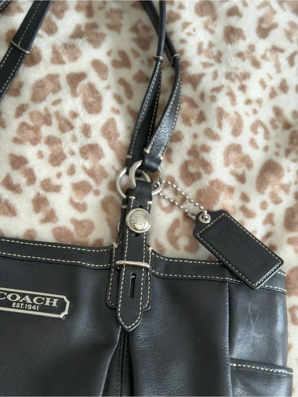 Coach Gallery East West Leather Tote F16565 Black Y2K Shoulder Bag